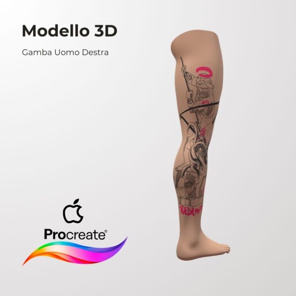 3D Model Procreate tattoo - Gamba Uomo DX - immagine 2