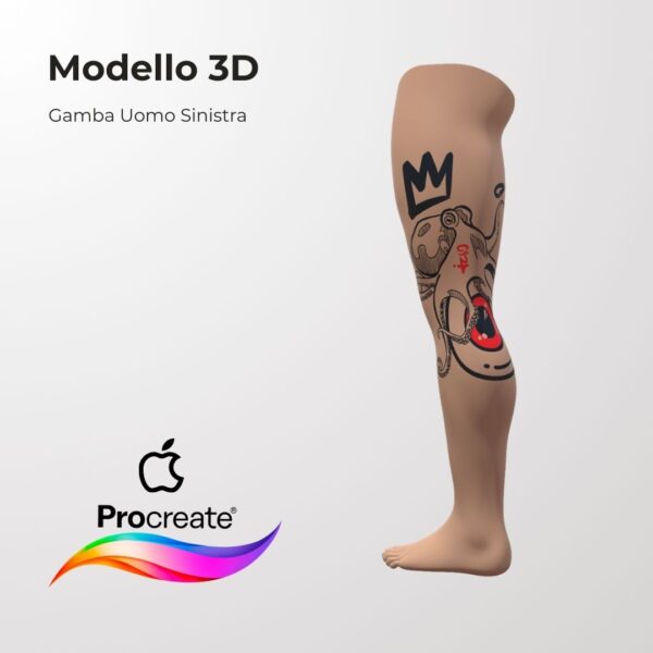 3D Model Procreate tattoo - Gamba Uomo SX - immagine 2