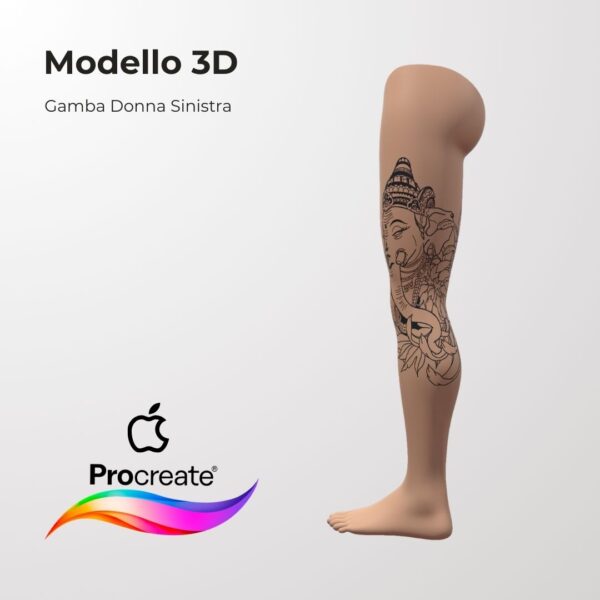 3D Model Procreate tattoo - Gamba Donna SX - immagine 2