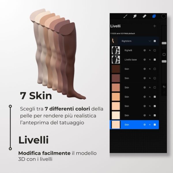 3D Model Procreate tattoo - Gamba Donna SX - immagine 5