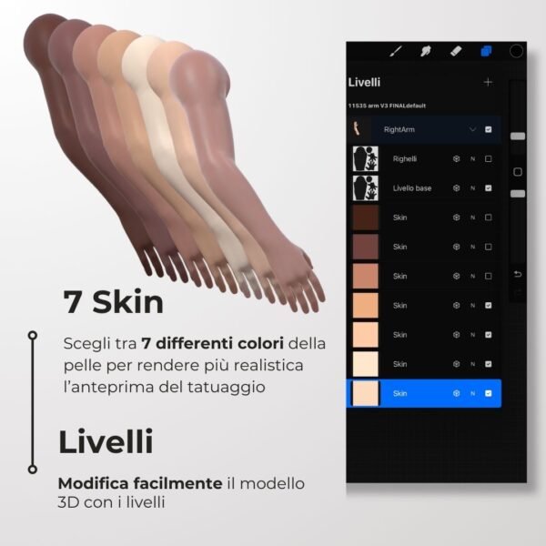 3D Model Procreate tattoo - Braccio Uomo DX - immagine 5