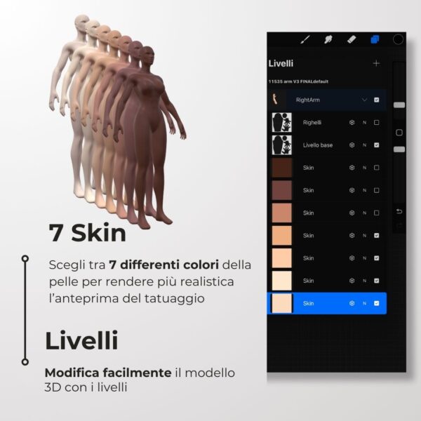 3D Model Procreate tattoo - Corpo Donna Completo - immagine 5