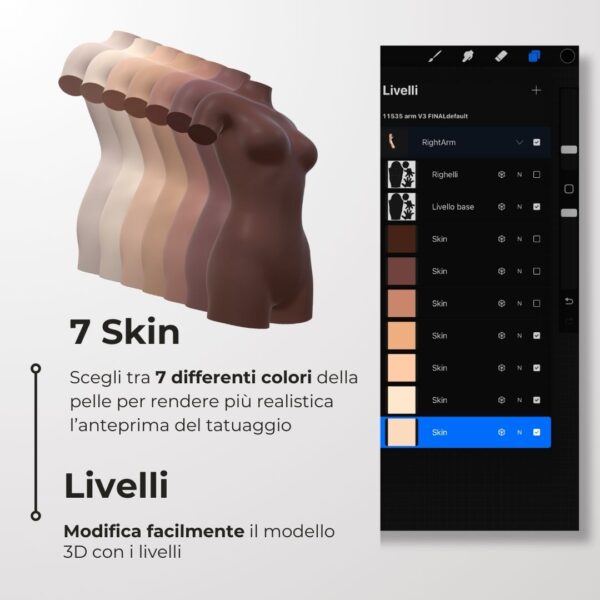 3D Model Procreate tattoo - Busto Donna - immagine 5