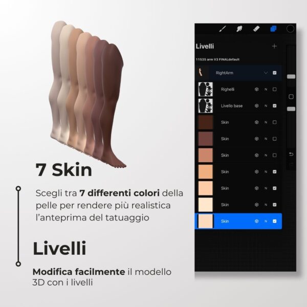 3D Model Procreate tattoo - Gamba Donna DX - immagine 5