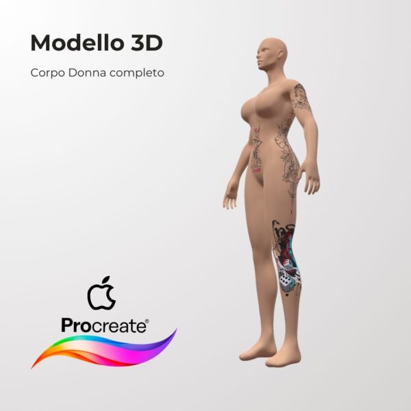 3D Model Procreate tattoo - Corpo Donna Completo - immagine 2
