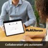 Collaboratori guardano tablet con calendario condiviso STUDIO Artist