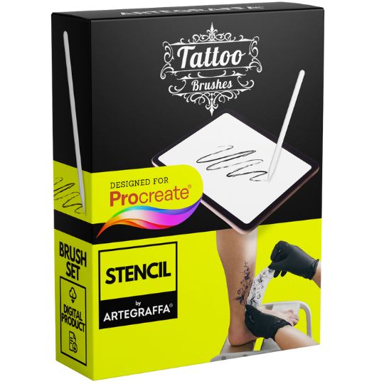Procreate brush tattoo set MEGA PACK - 67 <strong>Pennelli Custom Procreate per Simulare e Semplificare il Lavoro del Tatuatore</strong><br><br> • Kit Bundle<br> • Comprende <strong>5 pacchetti di pennelli</strong><br> • <strong>DOWNLOAD ILLIMITATI</strong><br> • <strong>10 pennelli Stencil</strong><br> • <strong>7 pennelli Round Liner</strong><br> • <strong>7 pennelli Round Shader</strong><br> • <strong>37 pennelli Magnum</strong><br> • <strong>6 pennelli Dotwork</strong><br> • <strong>Compatibile</strong> con tutte le <strong>palette colori</strong> di Procreate<br> • <strong>Compatibile con Procreate</strong> App (disponibile solo per iPad)<br> • <strong>Prodotto digitale</strong> pronto al download<br> • <a href="https://www.artegraffa.it/installazione-del-prodotto/"><strong>Istruzioni d'installazione</strong></a><br> • <strong>Facile da installare</strong> su procreate<br>
