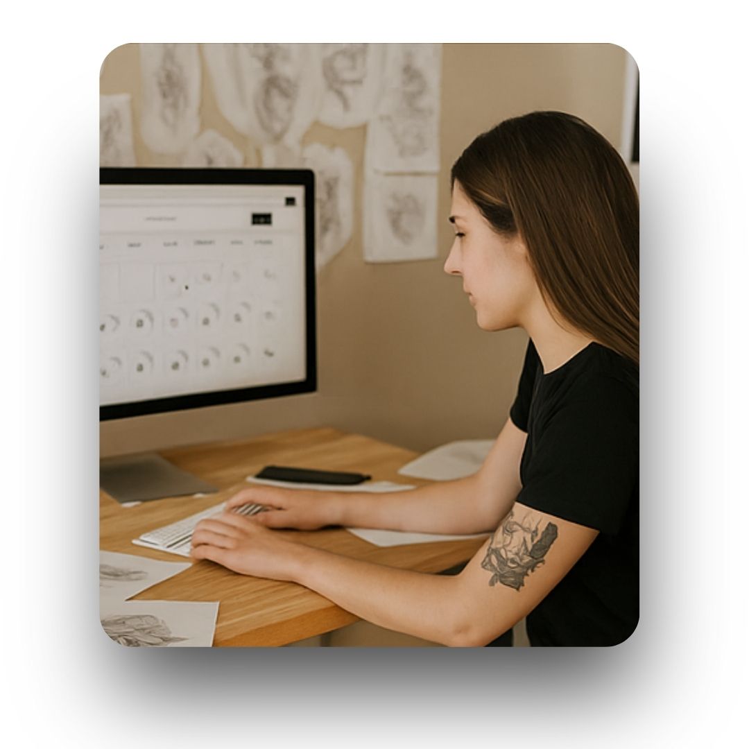 STUDIO Artist – Il primo gestionale per tatuatori con agenda condivisa e sito vetrina Laura usa Studio Artist da desktop